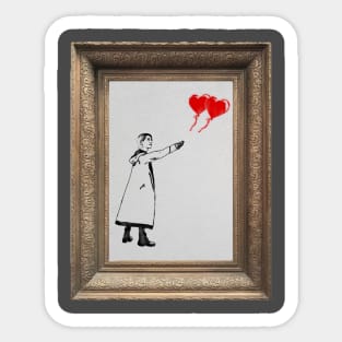 Doctor Who Balloon Girl (Banksy mashup - Framed version) Sticker